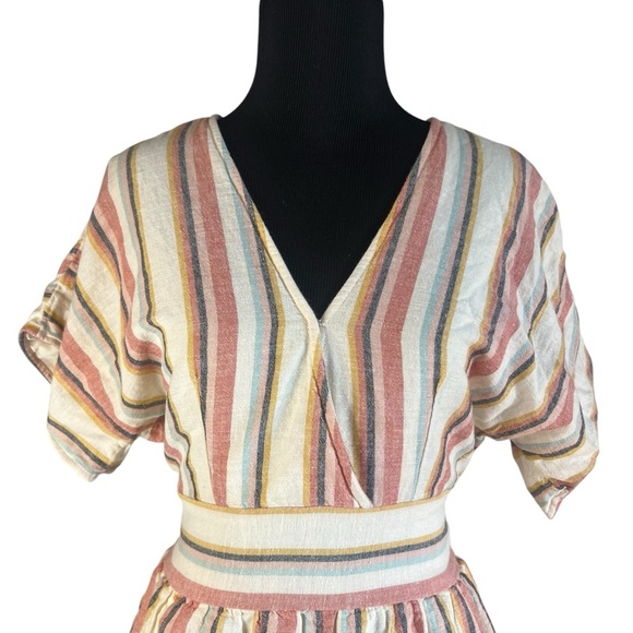 American Eagle Stripe Linen Blend Romper - Women's Size Small Long - Picture 4 of 8